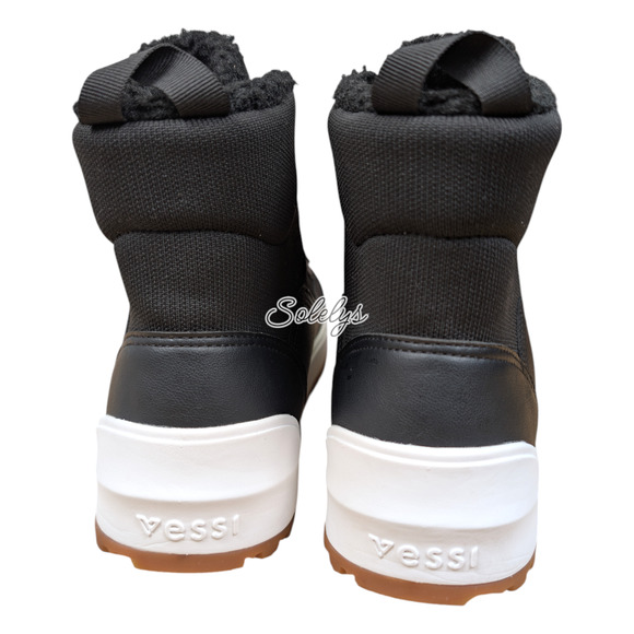 Vessi Alta Womens 9 High Top Asphalt Black White Waterproof DymaTex Sneaker Boot - Picture 3 of 8
